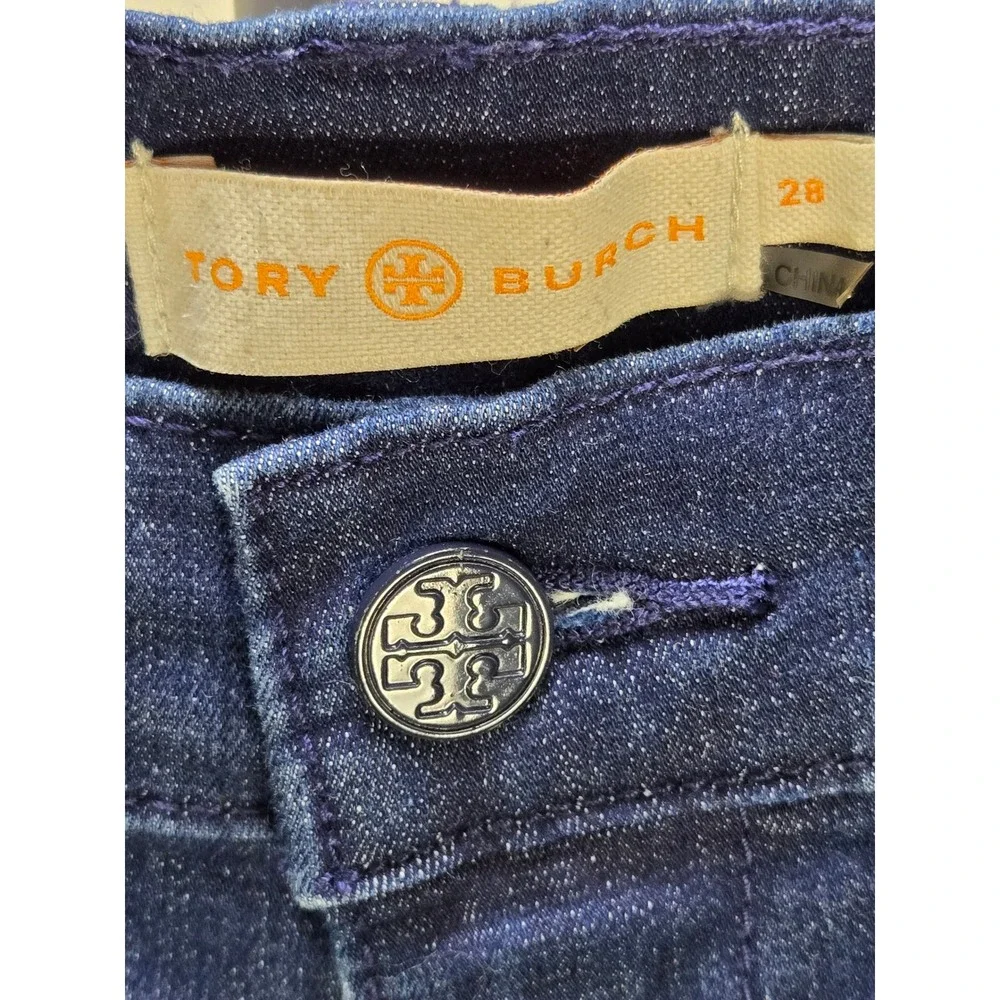 Women's Tory Burch Size 8 Dark Wash Straight Leg Trouser Jeans Classic